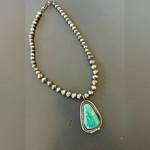 Navajo sterling silver turquoise necklace.